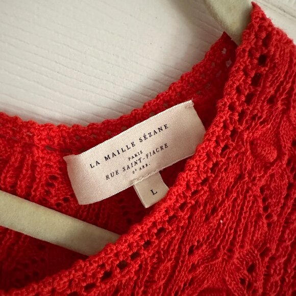 Sezane Milane Cardigan Coral Sz L - Picture 4 of 7